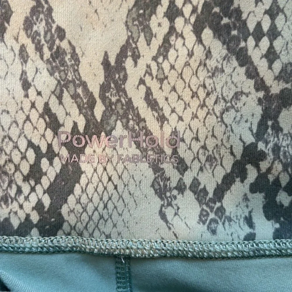 Fabletics On The Go Powerhold High-Waisted Green Snake Legging Size Medium